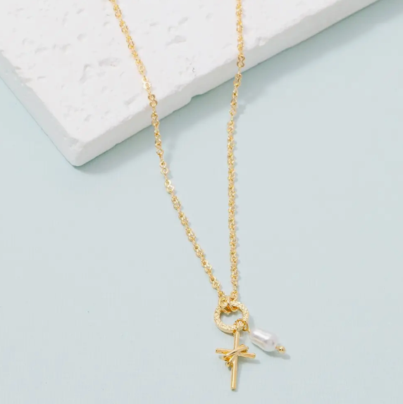 Cross & Pearl Necklace