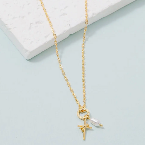 Cross & Pearl Necklace