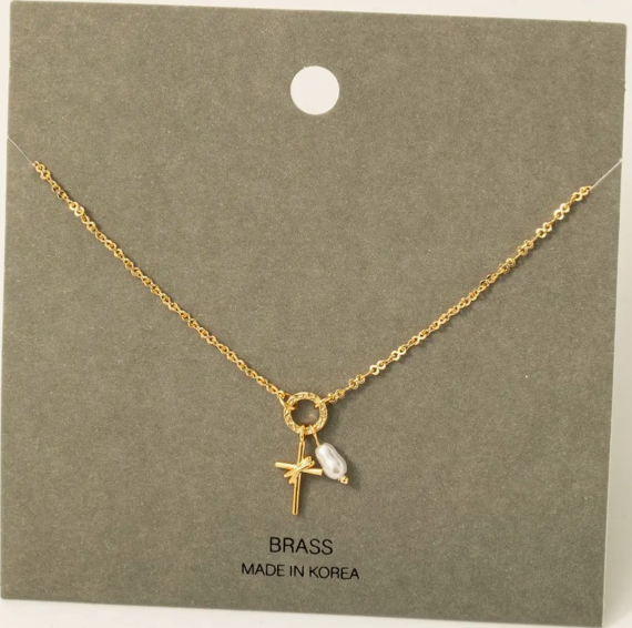 Cross & Pearl Necklace