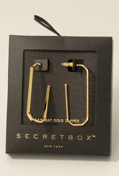 Gold Long Octagon Earrings