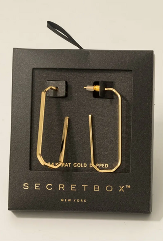 Gold Long Octagon Earrings