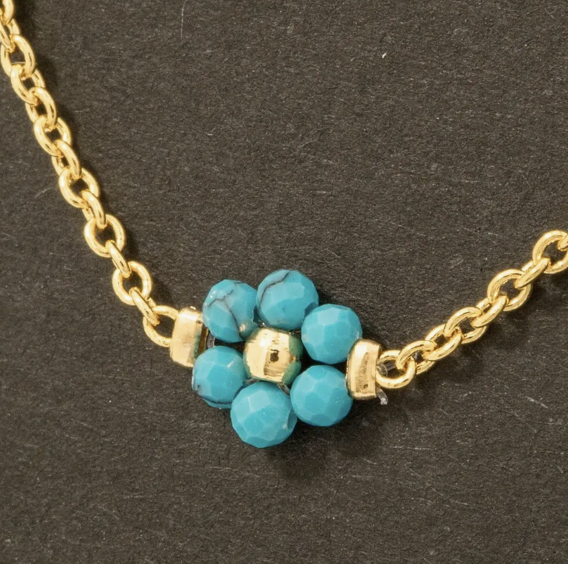 Turquoise Beaded Flower Necklace