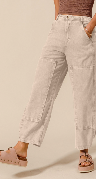 Mineral Wash Mid Rise Barrel Jeans