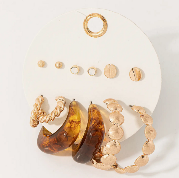 Mixed Huggie & Stud Earrings Set