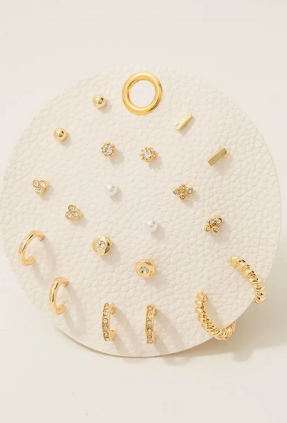 Mixed Huggie & Stud Earrings Set