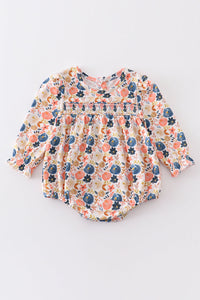 Floral Print Smocked Bubble