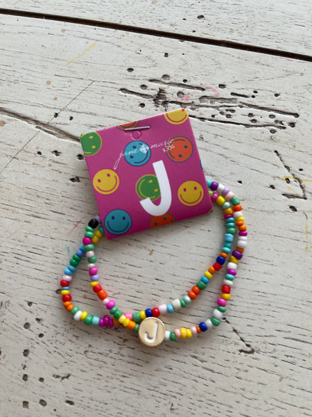 Kids Multi Bead Initial Bracelet