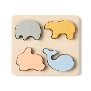 Baby Soft Silicone Mini-Animal Puzzle (4-pc) Toys for Toddler