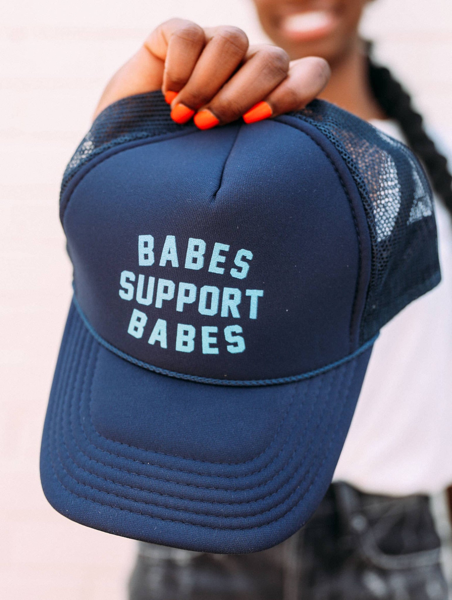 Babes Support Babes Navy Trucker Hat